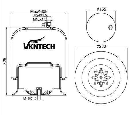 MERCEDES BENZ用トラックエアスプリング A 974.320.04.17 A 946.320.04.17 Contitech 4757NP09 Dunlop D13T02 Goodyear 9520 CF Gomma 1VSC30026 206786 VKNTECH 1K4757-3に交換