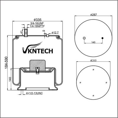 TRAILER AIR SPRING NEWAY 90557163 Contitech 11 10.5-19 A 508 Firestone W01-358-8779 1T19L-9 VKNTECH 1K8779に交換