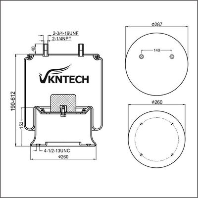 トレーラーエアスプリング 8188526 Firestone 1T19L-17-330 Goodyear 566039119 VKNTECH 1K9119に交換